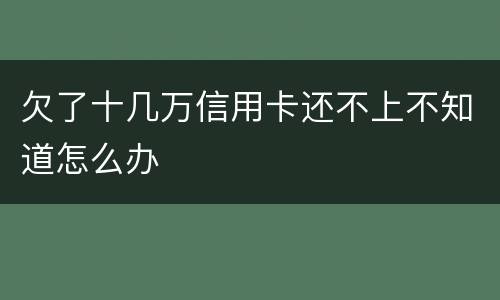 欠了十几万信用卡还不上不知道怎么办