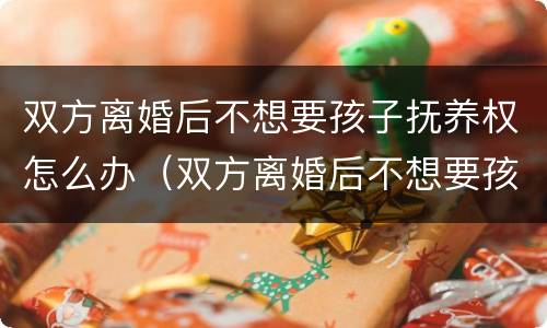 双方离婚后不想要孩子抚养权怎么办（双方离婚后不想要孩子抚养权怎么办呢）