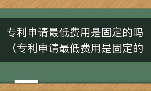 专利申请最低费用是固定的吗（专利申请最低费用是固定的吗）
