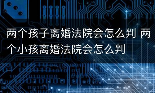 两个孩子离婚法院会怎么判 两个小孩离婚法院会怎么判
