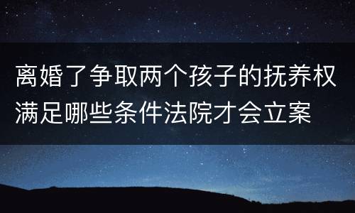 离婚了争取两个孩子的抚养权满足哪些条件法院才会立案