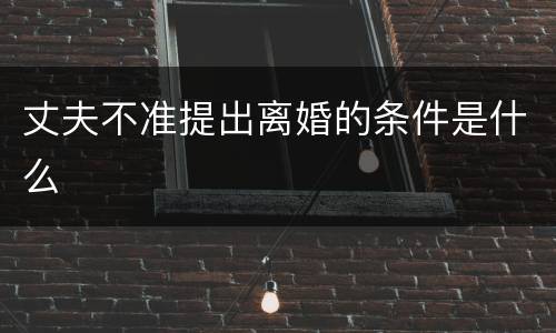 丈夫不准提出离婚的条件是什么