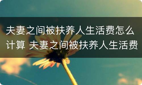 夫妻之间被扶养人生活费怎么计算 夫妻之间被扶养人生活费怎么计算出来