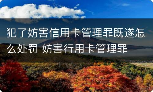 犯了妨害信用卡管理罪既遂怎么处罚 妨害行用卡管理罪