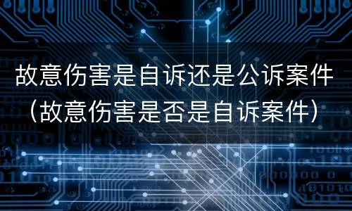 故意伤害是自诉还是公诉案件（故意伤害是否是自诉案件）