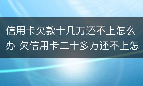 信用卡欠款十几万还不上怎么办 欠信用卡二十多万还不上怎么办