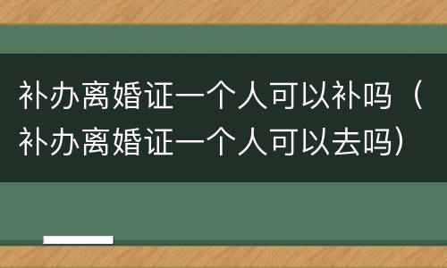 补办离婚证一个人可以补吗（补办离婚证一个人可以去吗）