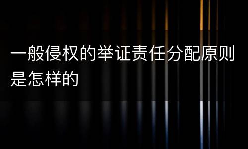 一般侵权的举证责任分配原则是怎样的