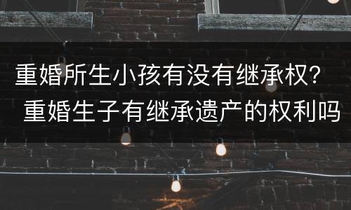 重婚所生小孩有没有继承权？ 重婚生子有继承遗产的权利吗