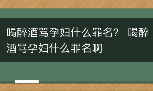 喝醉酒骂孕妇什么罪名？ 喝醉酒骂孕妇什么罪名啊