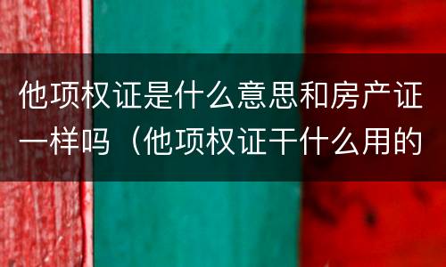 他项权证是什么意思和房产证一样吗（他项权证干什么用的）