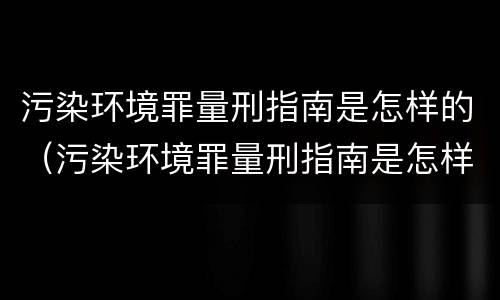 污染环境罪量刑指南是怎样的（污染环境罪量刑指南是怎样的法律）