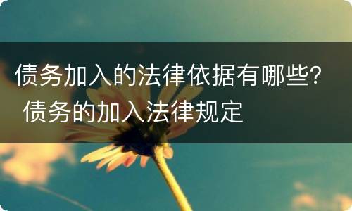 债务加入的法律依据有哪些？ 债务的加入法律规定