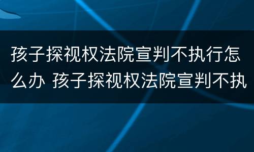 孩子探视权法院宣判不执行怎么办 孩子探视权法院宣判不执行怎么办有没有法律期限