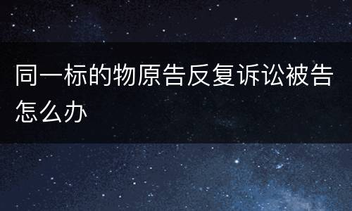 同一标的物原告反复诉讼被告怎么办