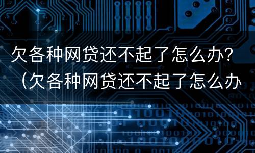 欠各种网贷还不起了怎么办？（欠各种网贷还不起了怎么办呢）