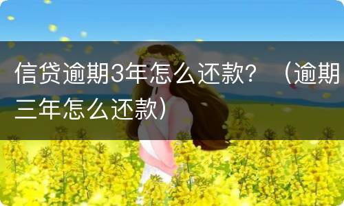 信贷逾期3年怎么还款？（逾期三年怎么还款）