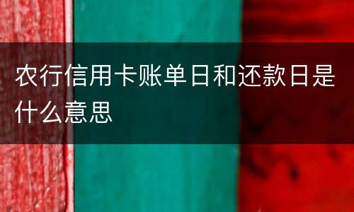 农行信用卡账单日和还款日是什么意思