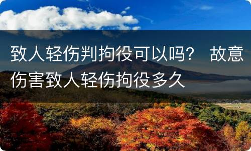 致人轻伤判拘役可以吗？ 故意伤害致人轻伤拘役多久
