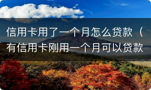 信用卡用了一个月怎么贷款（有信用卡刚用一个月可以贷款吗）