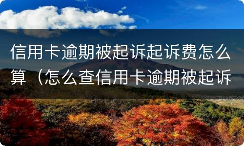 信用卡逾期被起诉起诉费怎么算（怎么查信用卡逾期被起诉）
