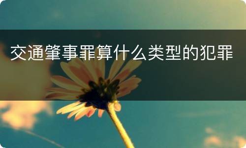 交通肇事罪算什么类型的犯罪