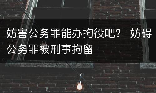 妨害公务罪能办拘役吧? 妨碍公务罪被刑事拘留 妨害公务罪能办拘役吧? 妨碍公务罪被刑事拘留