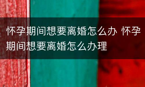 怀孕期间想要离婚怎么办 怀孕期间想要离婚怎么办理