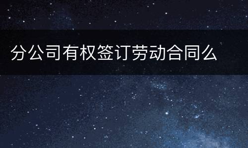 分公司有权签订劳动合同么