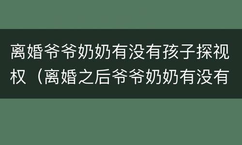 离婚爷爷奶奶有没有孩子探视权（离婚之后爷爷奶奶有没有探视权）