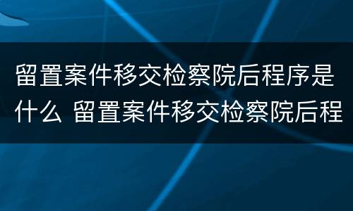 留置案件移交检察院后程序是什么 留置案件移交检察院后程序是什么意思
