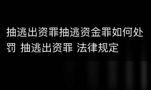 抽逃出资罪抽逃资金罪如何处罚 抽逃出资罪 法律规定