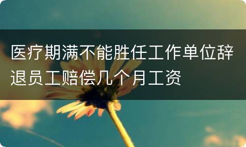 医疗期满不能胜任工作单位辞退员工赔偿几个月工资