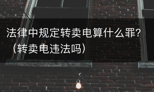 法律中规定转卖电算什么罪？（转卖电违法吗）