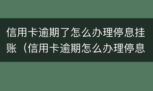 信用卡逾期了怎么办理停息挂账（信用卡逾期怎么办理停息挂账分期还款）
