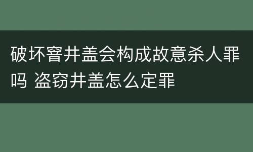 破坏窨井盖会构成故意杀人罪吗 盗窃井盖怎么定罪