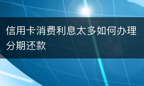 信用卡消费利息太多如何办理分期还款