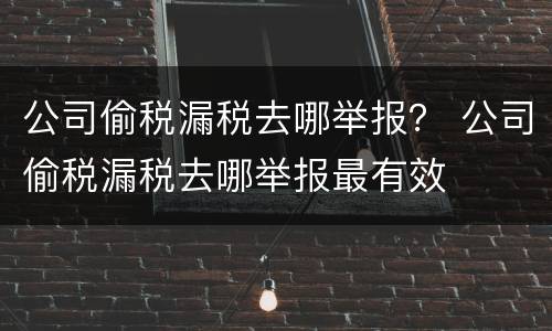 公司偷税漏税去哪举报？ 公司偷税漏税去哪举报最有效
