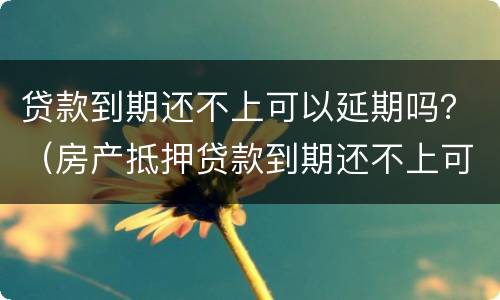 贷款到期还不上可以延期吗？（房产抵押贷款到期还不上可以延期吗）