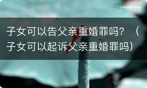 子女可以告父亲重婚罪吗？（子女可以起诉父亲重婚罪吗）