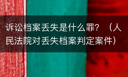 诉讼档案丢失是什么罪？（人民法院对丢失档案判定案件）