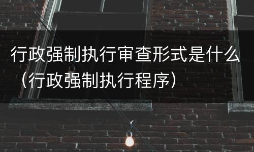 行政强制执行审查形式是什么（行政强制执行程序）