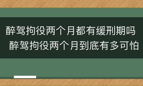 醉驾拘役两个月都有缓刑期吗 醉驾拘役两个月到底有多可怕