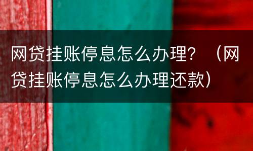 网贷挂账停息怎么办理？（网贷挂账停息怎么办理还款）