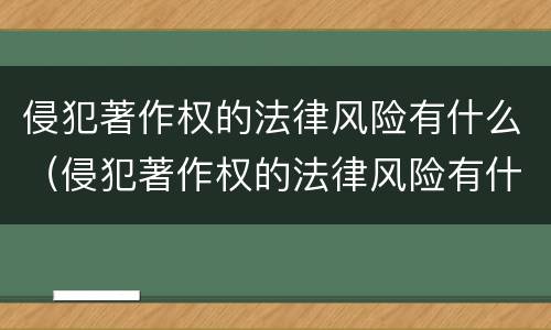 侵犯著作权的法律风险有什么（侵犯著作权的法律风险有什么特点）