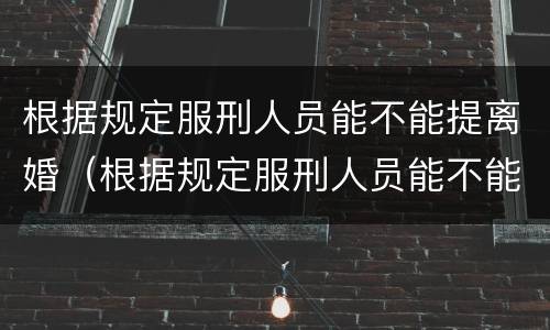 根据规定服刑人员能不能提离婚（根据规定服刑人员能不能提离婚诉讼）