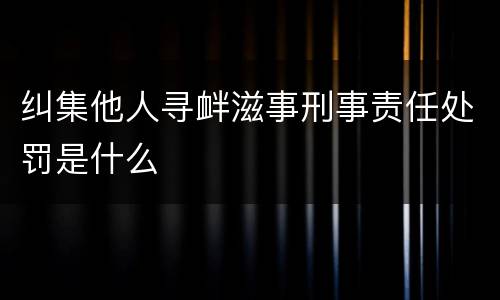 纠集他人寻衅滋事刑事责任处罚是什么