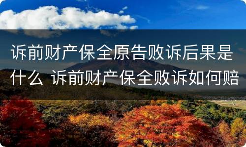 诉前财产保全原告败诉后果是什么 诉前财产保全败诉如何赔偿