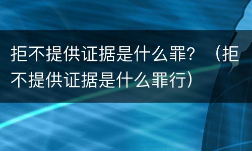 拒不提供证据是什么罪？（拒不提供证据是什么罪行）