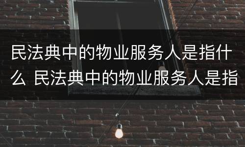 民法典中的物业服务人是指什么 民法典中的物业服务人是指什么